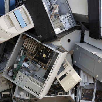 Pile of old computer towers.