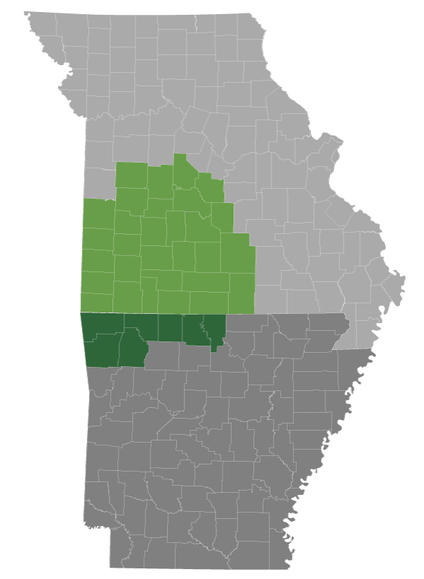 Computer Recycling Center Service Area map showing a section of Southern Missouri and Northern Arkansas